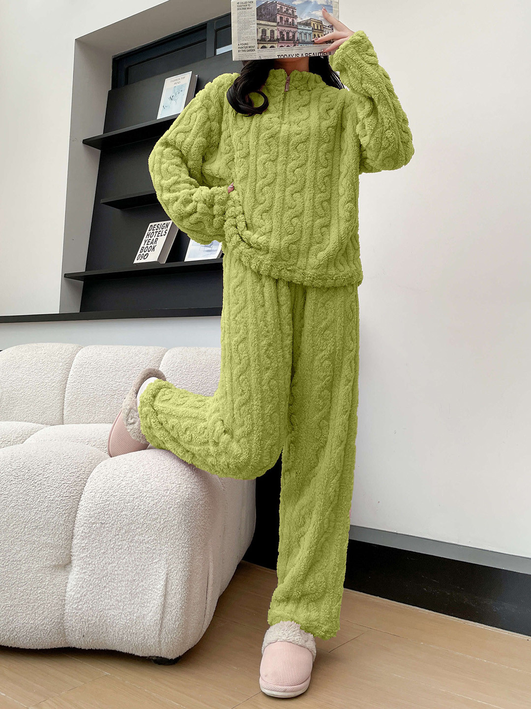 Stem Rope Women Round Neck Long Sleeves Night suit
