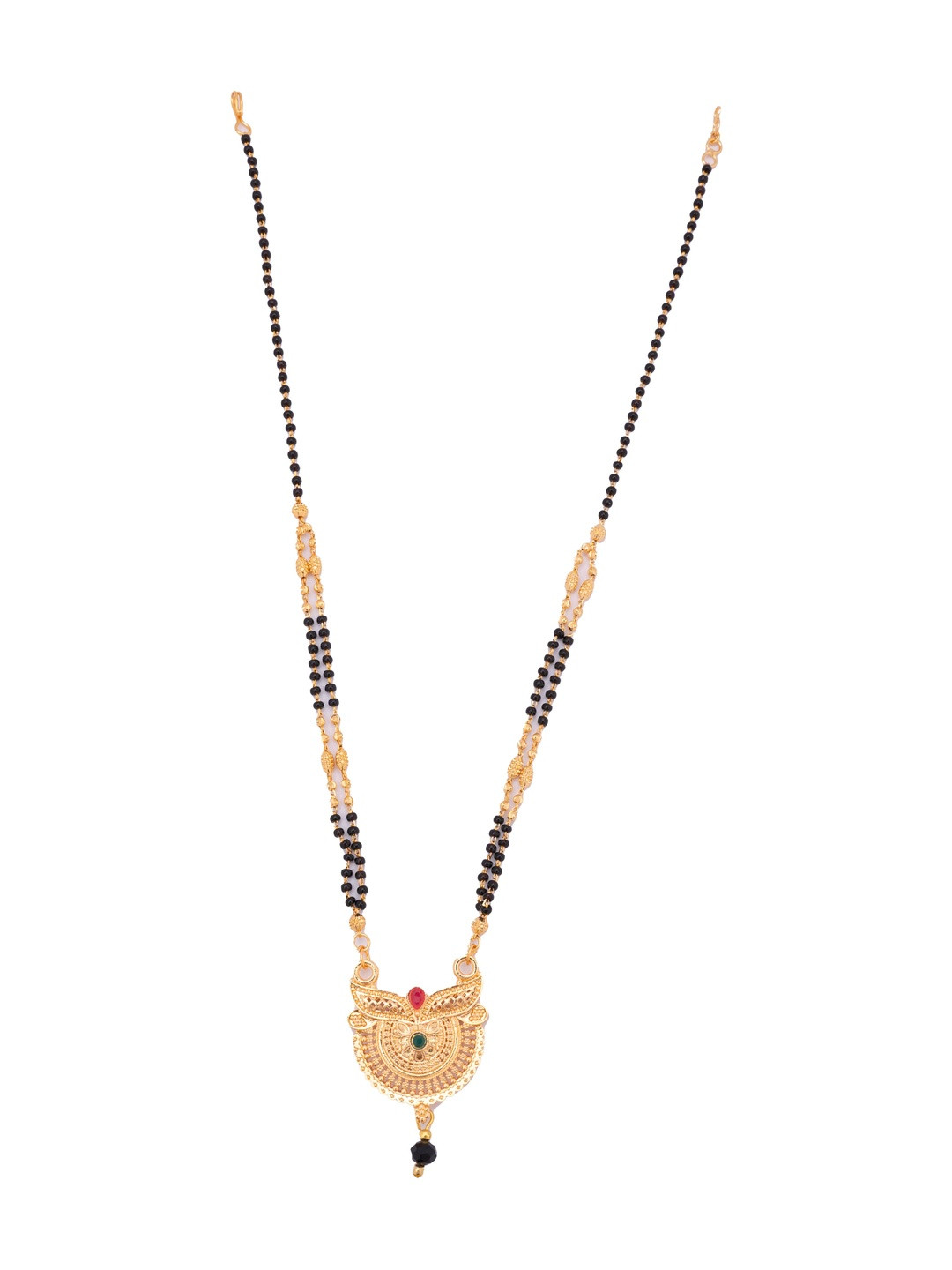 Kulin Traditional Maharashtrian Style Gold-Plated Stone Studded & Beaded Mangalsutra