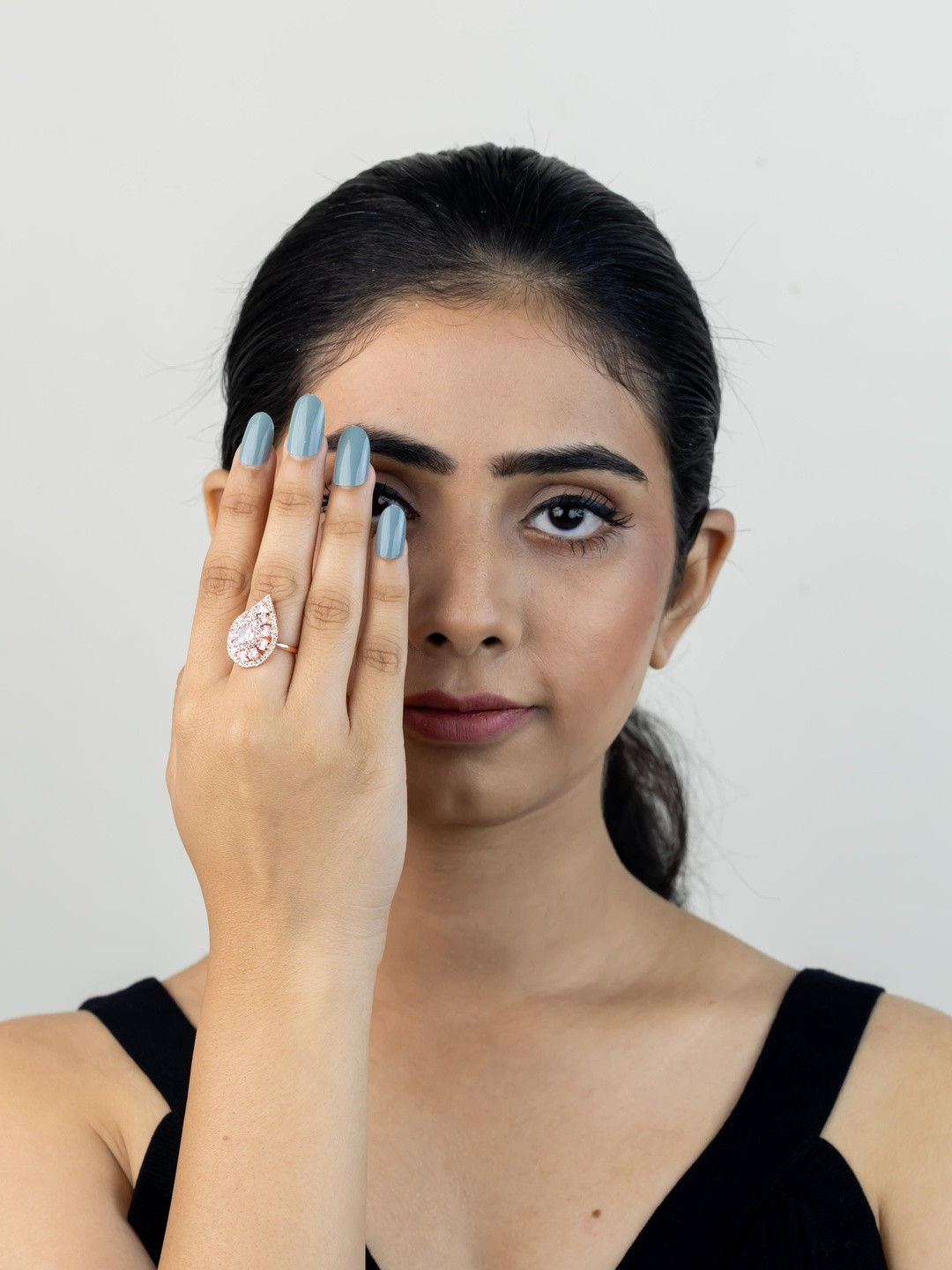 Kulin Women Rose Gold-Plated Glamorous Teardrop Alloy Finger Ring