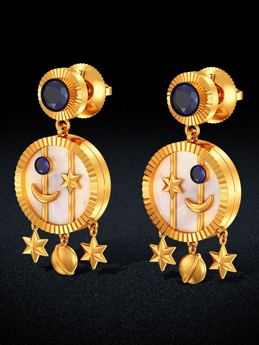 Joyalukkas Women 22Kt Gold Celestial Fusion Drop Earring - 6.216 g