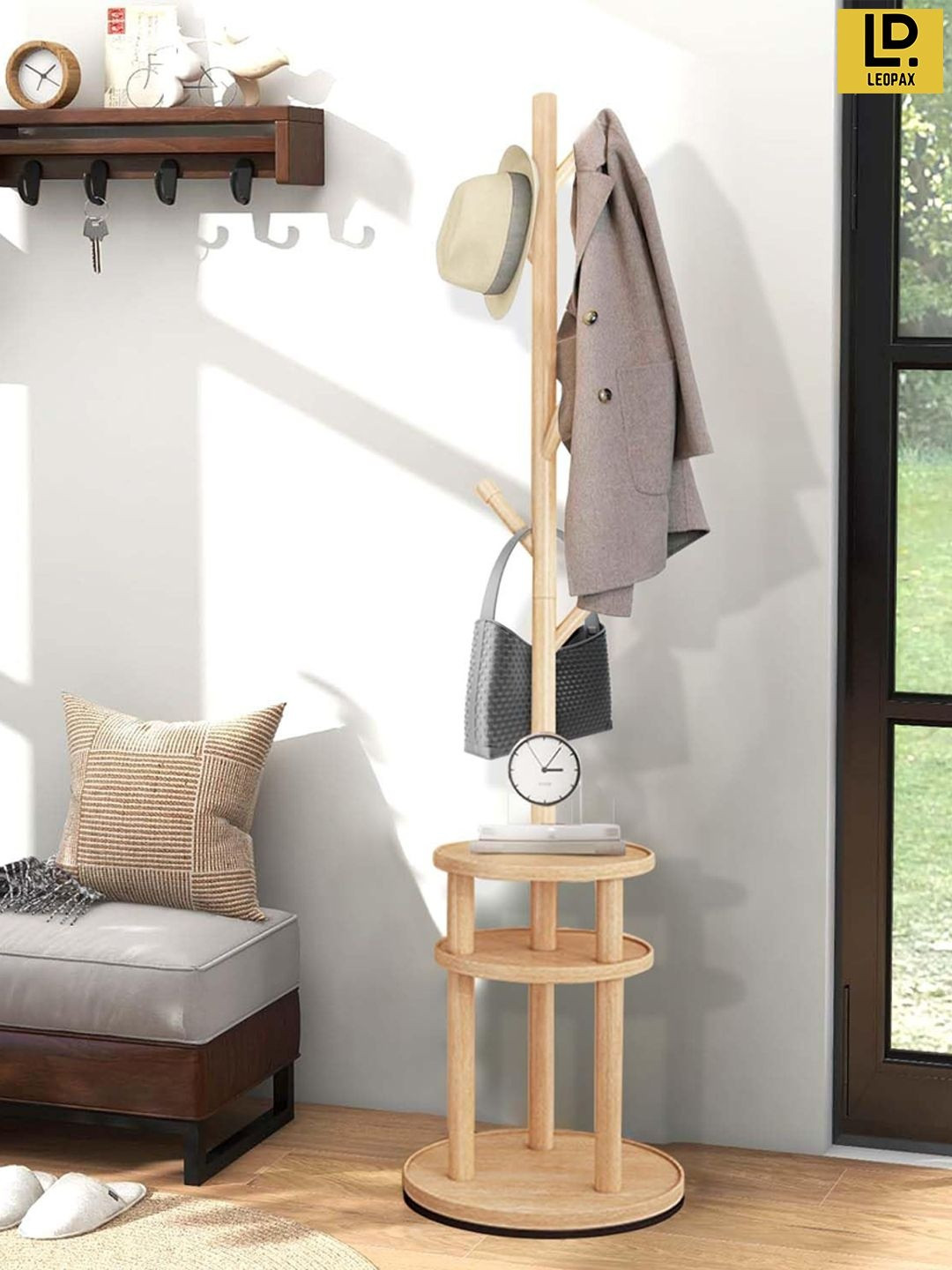 LEOPAX Beige Set of 1 Clothes Rack Stand