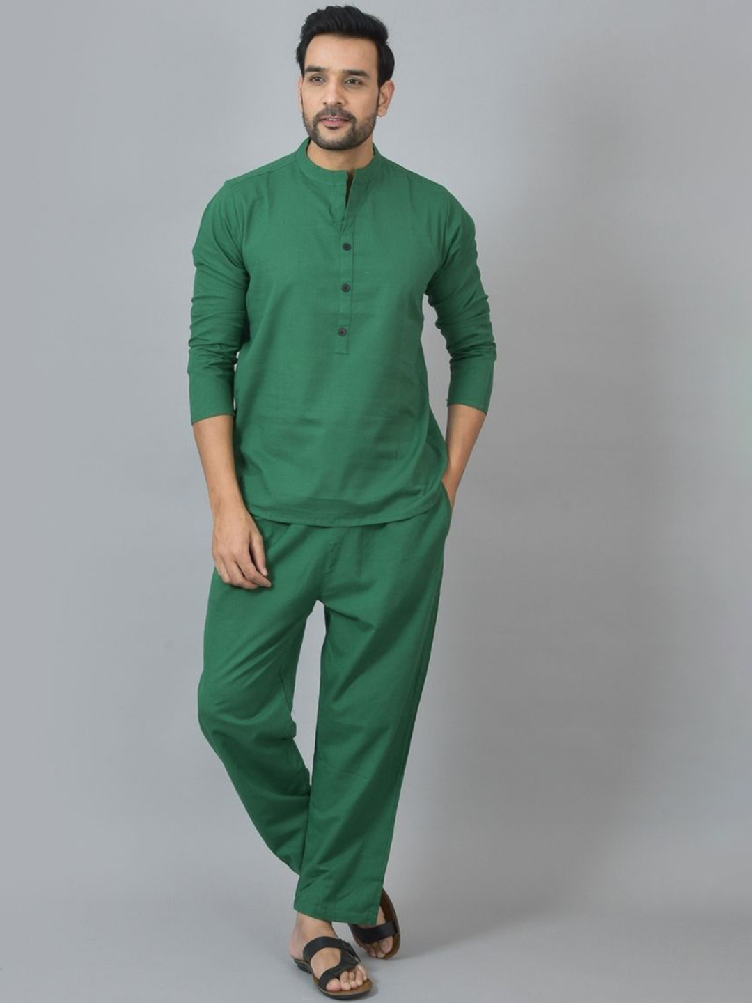 ETC X D To D Life Style Mandarin Collar Pure Cotton Kurta With Trouser