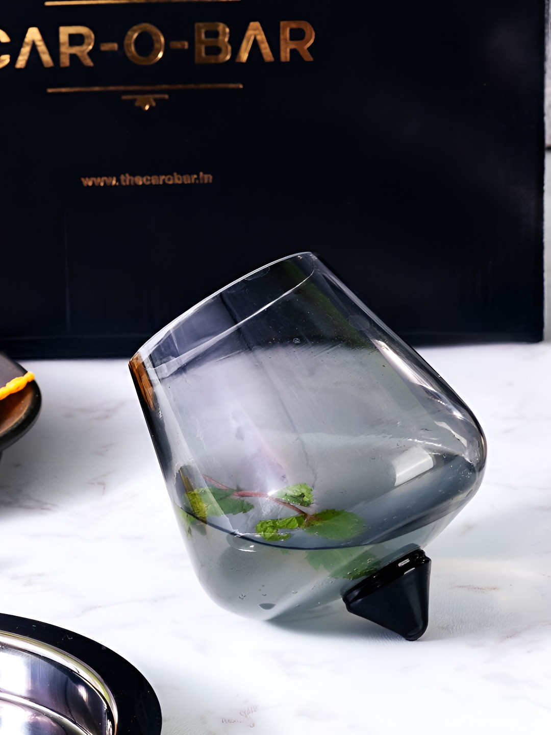 Car-O-Bar Grey & Black 2 Pieces Easy to Clean Whisky Bar Glass 310 ML