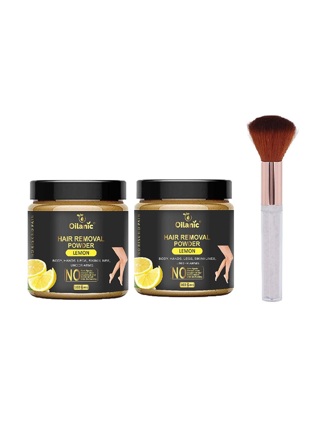 Oilanic Set Of 2 Bikini Hair Removal Powder With Brush- 100 g Each