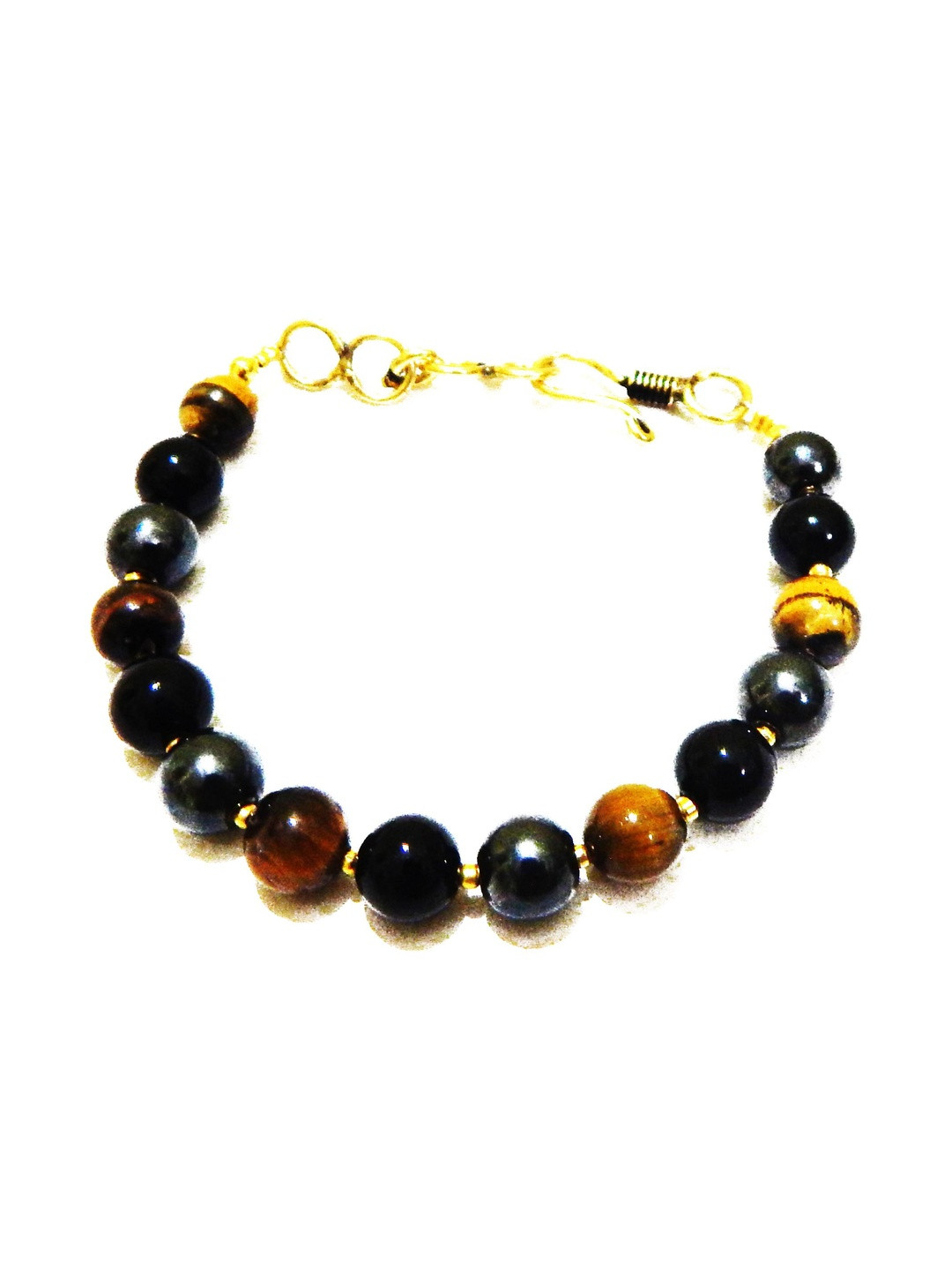 Jaya Vision Jewelry Unisex Stainless Steel Gold Plated Agate Beaded Wraparound Bracelet