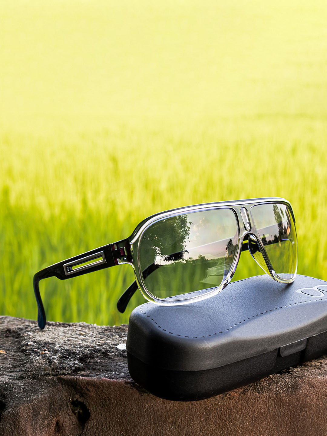 Jiebo Unisex Full Rim Style Square Sunglasses with LED01-N