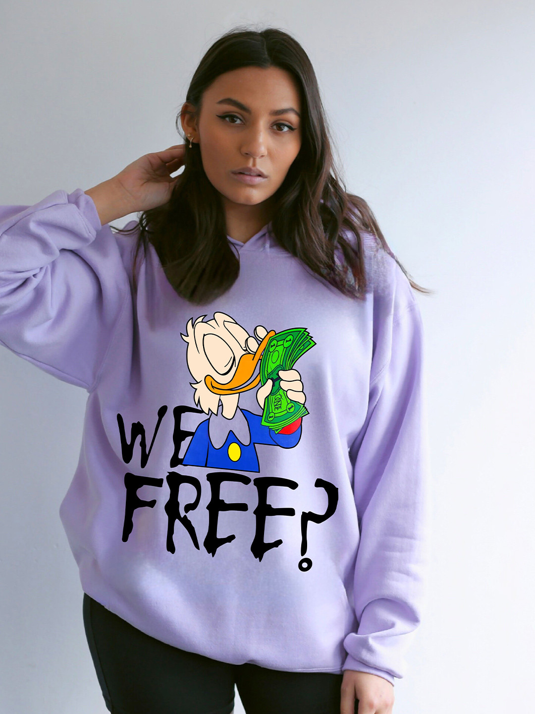 RAYACLOSET Women Oversize Printed Hoodie Sweatshirt