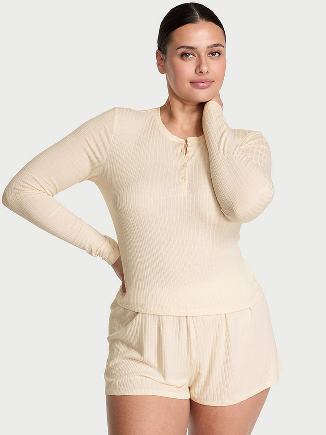 Victoria's Secret Women Solid Round Neck Full Sleeve Night suit
