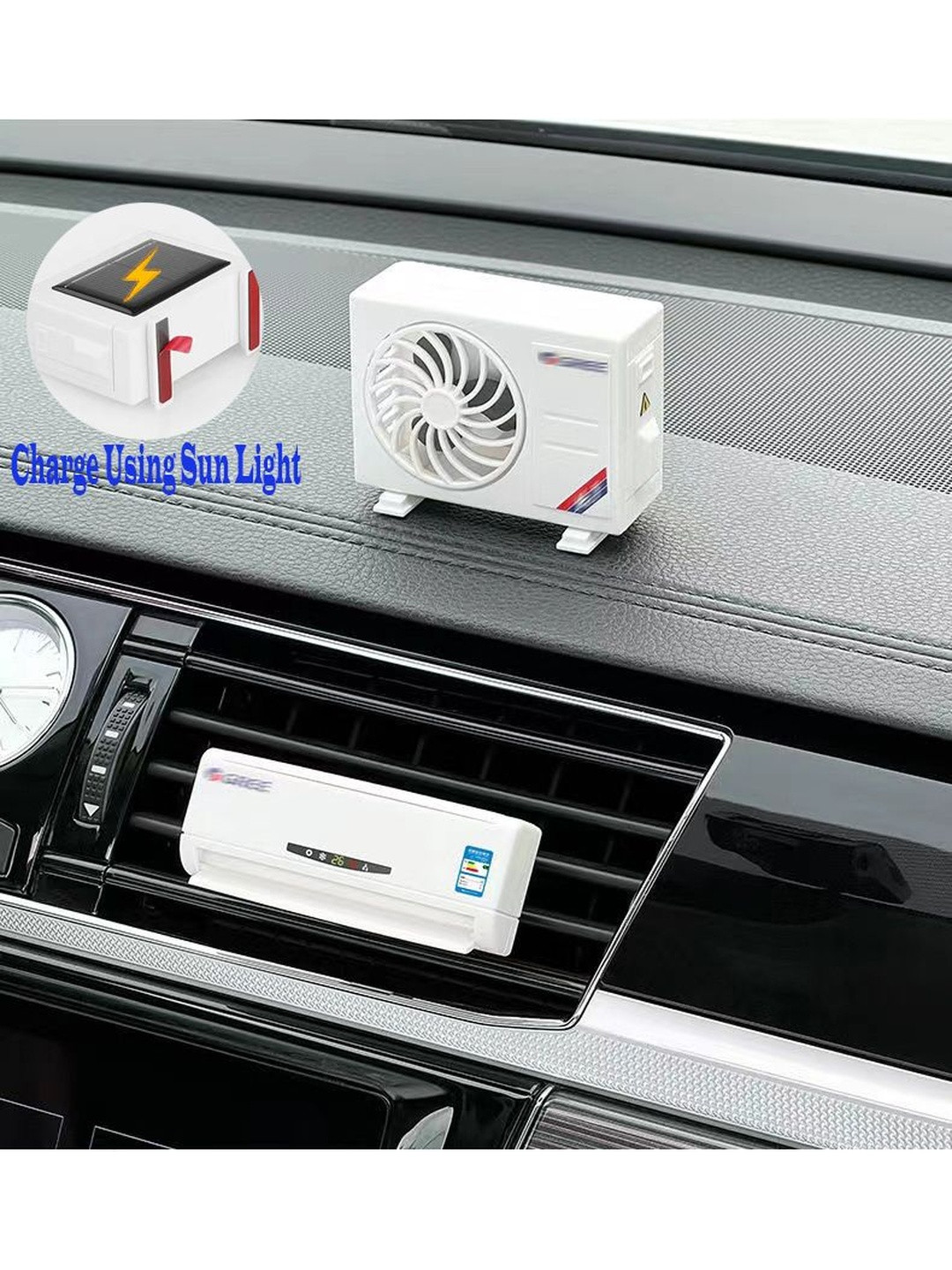 Gopalvilla White AC Design Dashboard Solar Perfume Car Freshener