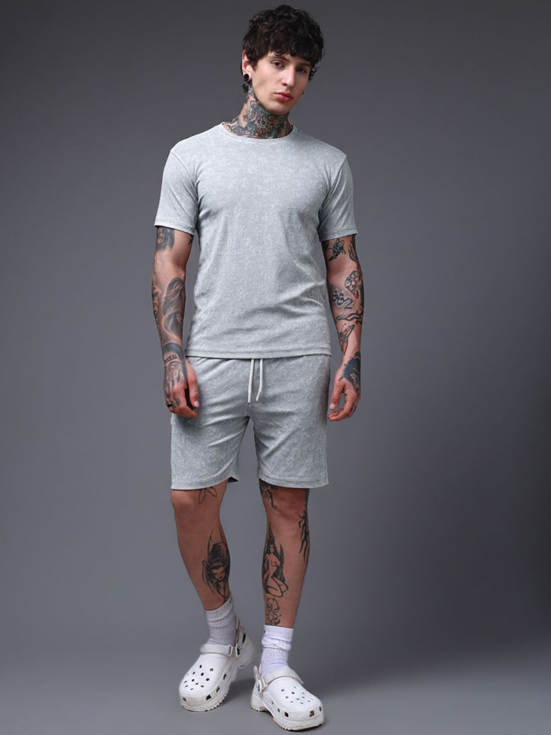 MADSTO Acid-Washed Pure Cotton T-Shirt & Shorts Co-Ords
