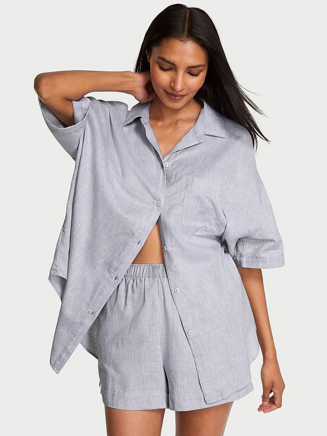 Victoria's Secret Women Solid Modal-Cotton Shirt & Shorts Night Suit