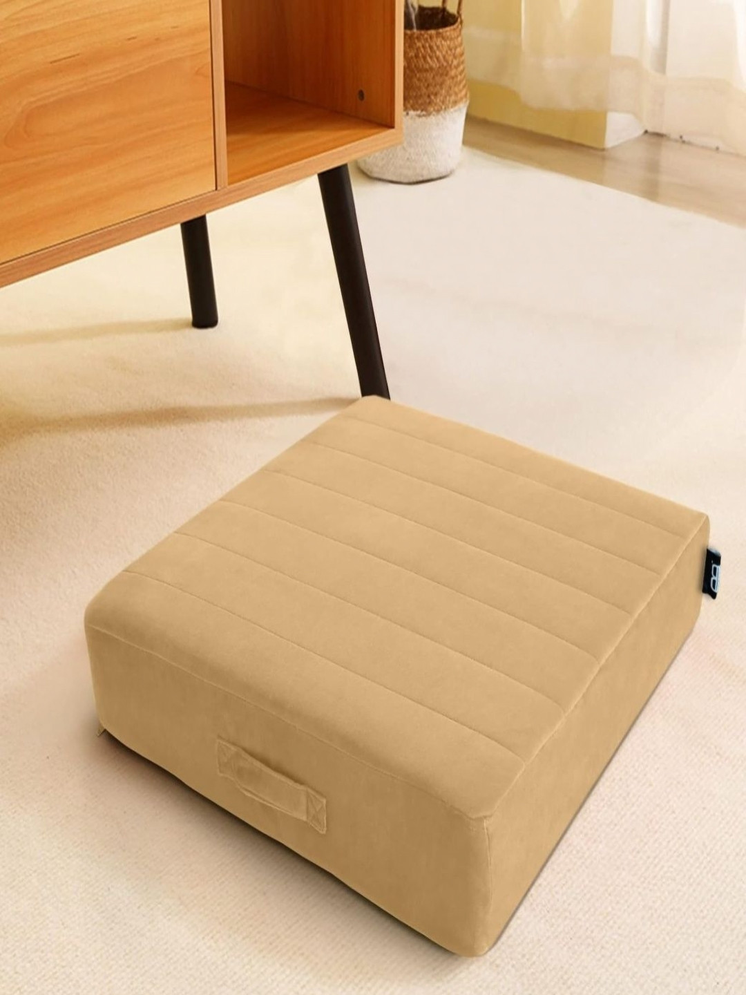Boujee Balancee Cream-Coloured Square Portable Floor Cushion