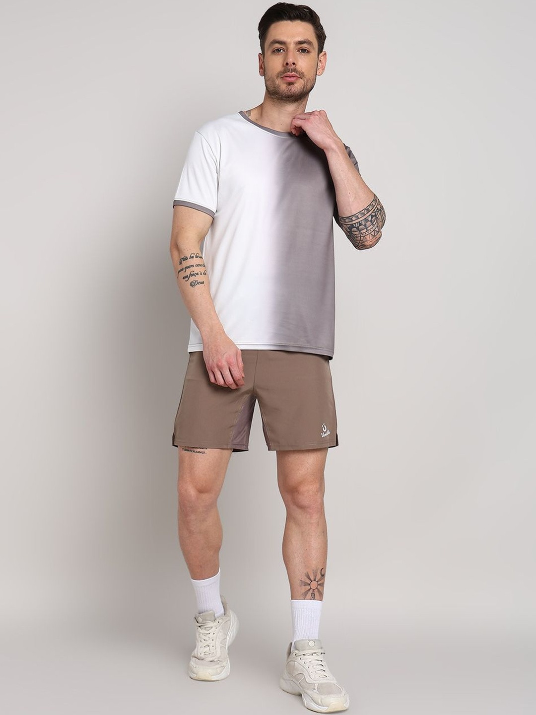 UMILDO Colourbocked Round Neck T-Shirt With Shorts