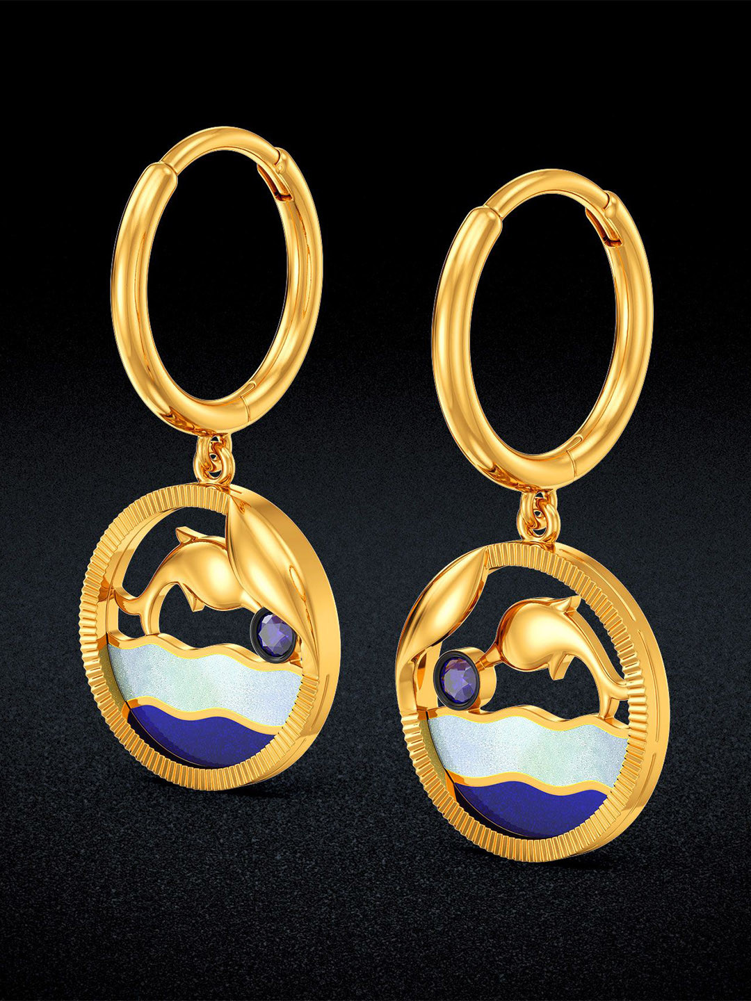 Joyalukkas Women 22Kt Gold Drop Earring - 5.248 g With Lever Back Closure