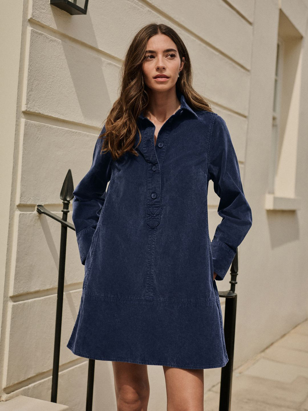 NEXT Washed Pure Cotton Corduroy A-Line Mini Dress