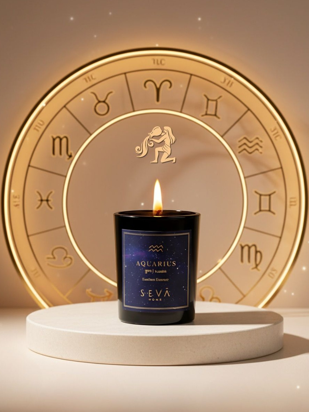 Seva Home Black & Blue Highly Scented Round Jar Candle