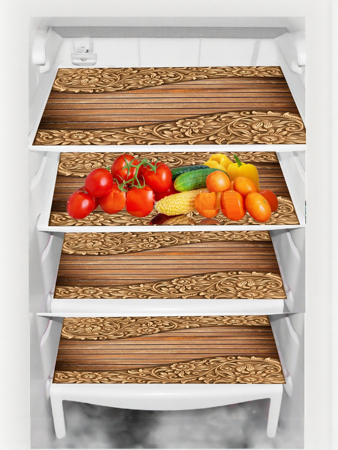 TRENDY RABBIT 4 Pieces Brown Printed Fridge Mats