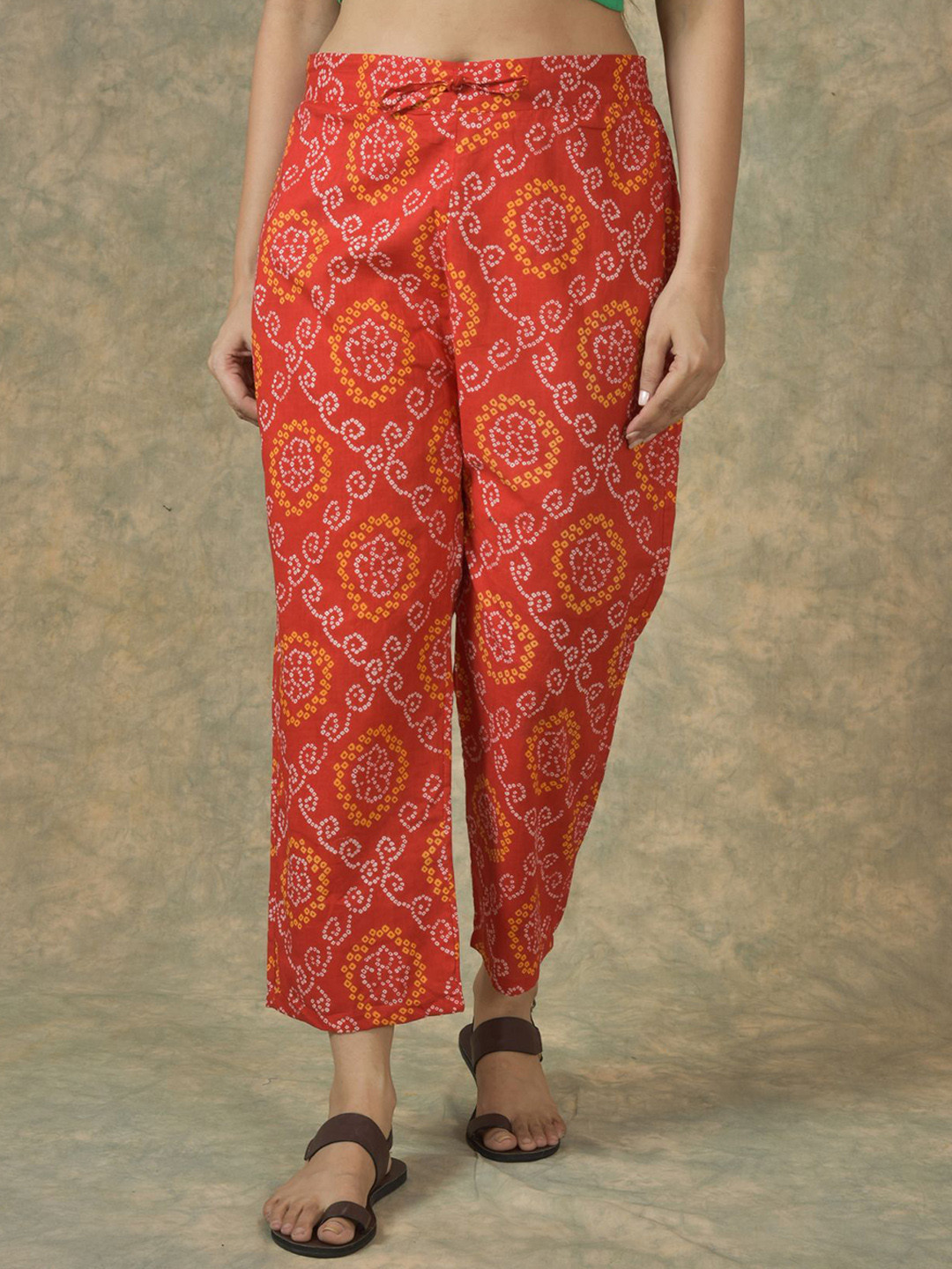 ETC X D To D Life Style Women Bandhej Printed Regular Fit Cotton Regular Trouser