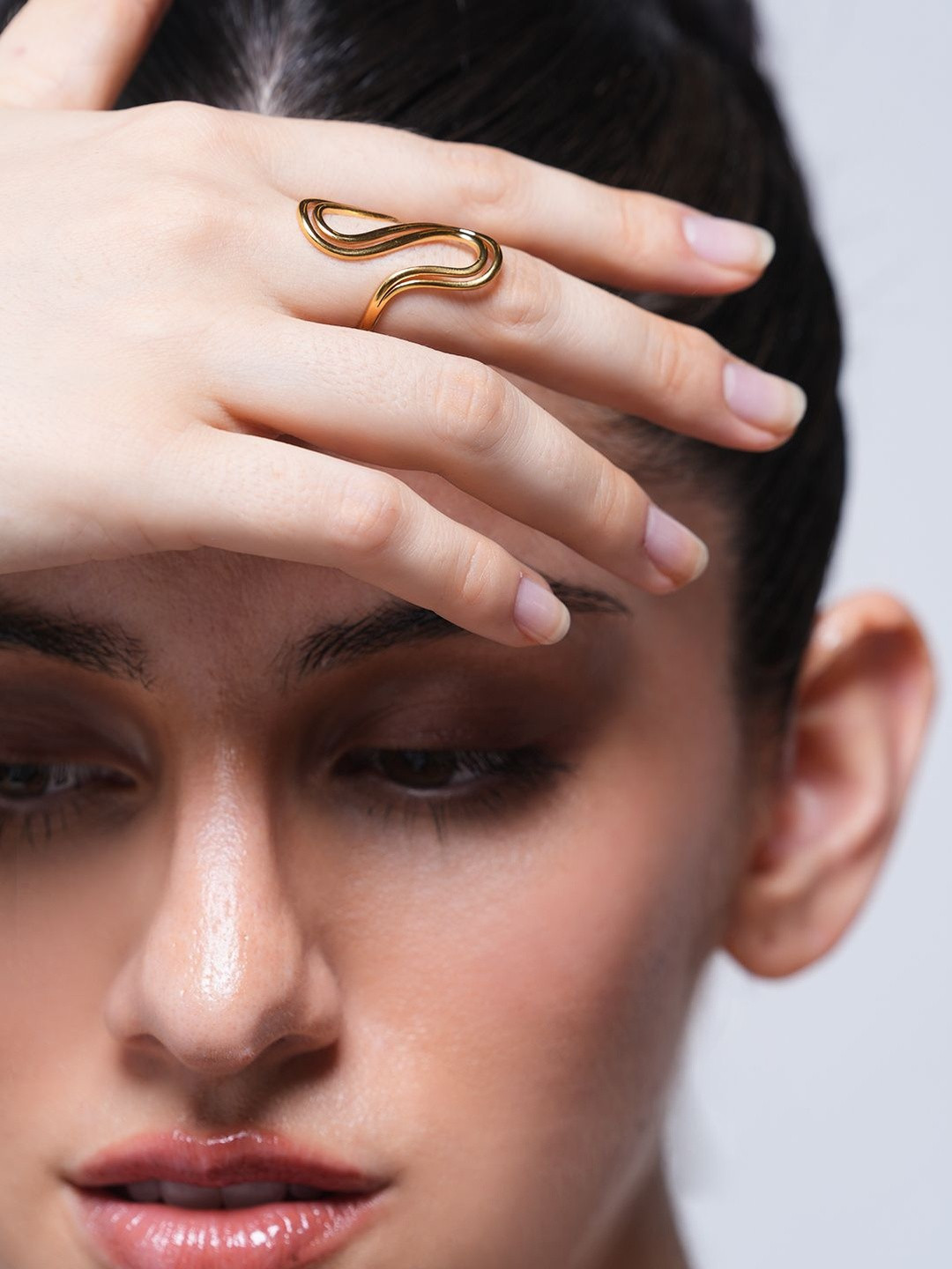 CAO Jewellery Stainless Steel Double Layer S Shaped Open Finger Ring