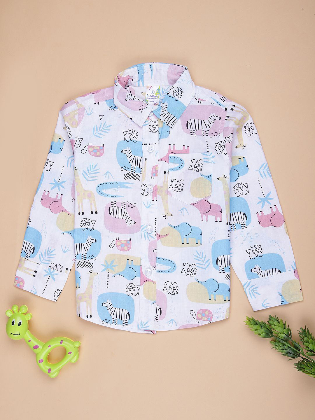 V-Mart Boys Conversational Printed Spread Collar Cotton Poplin Casual Shirt