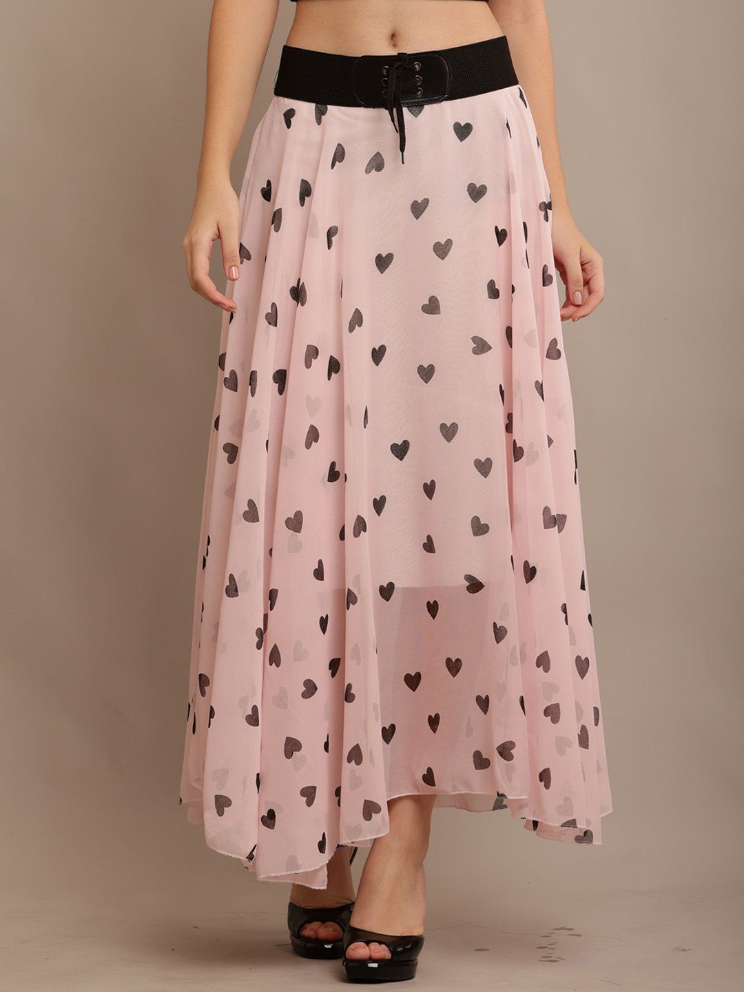 RC NEOEN Printed Flared Maxi Skirt