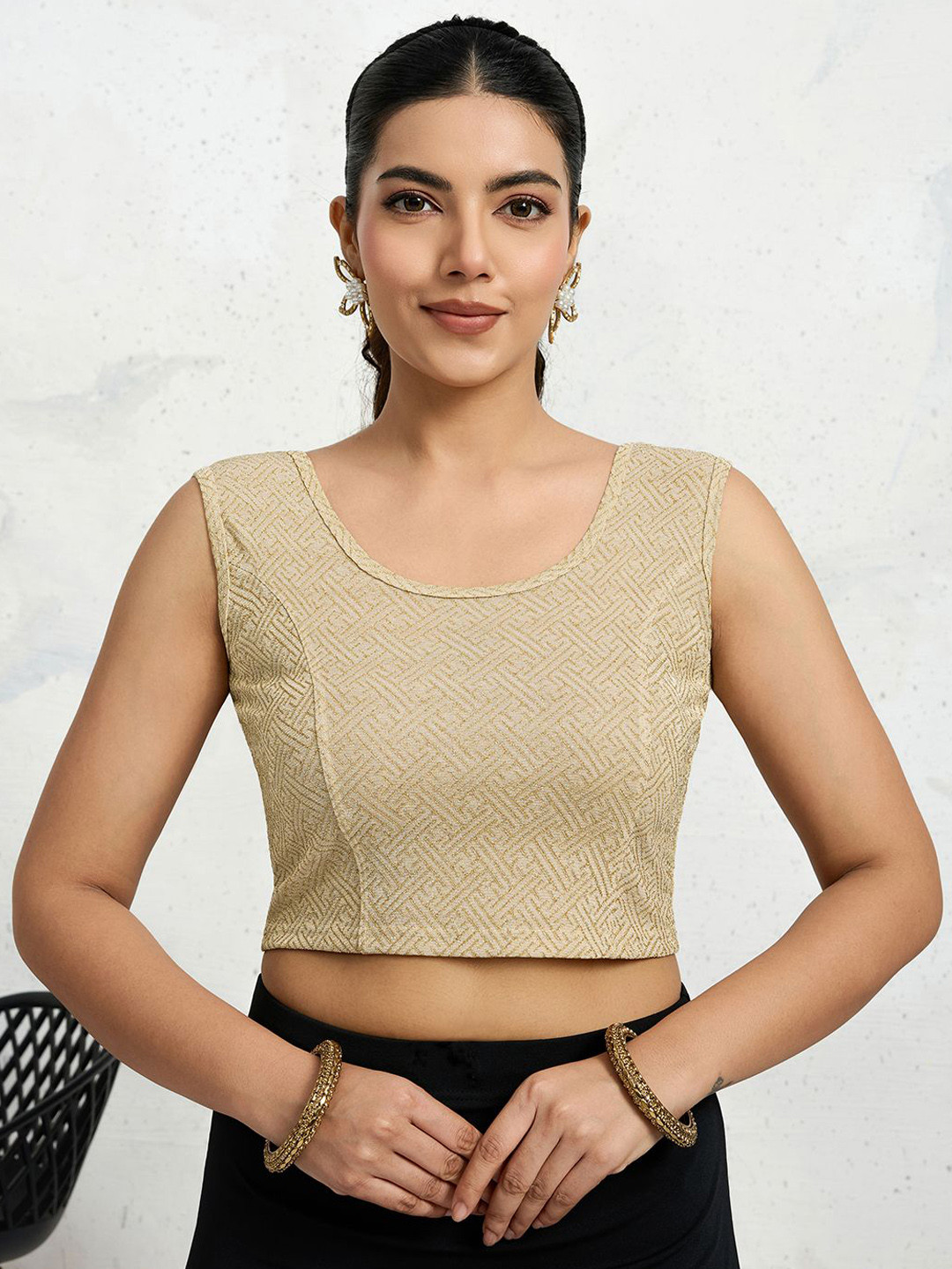 Trendmalls Women Embellished Stretchable Sleeveless Ready To Wear Saree Blouse