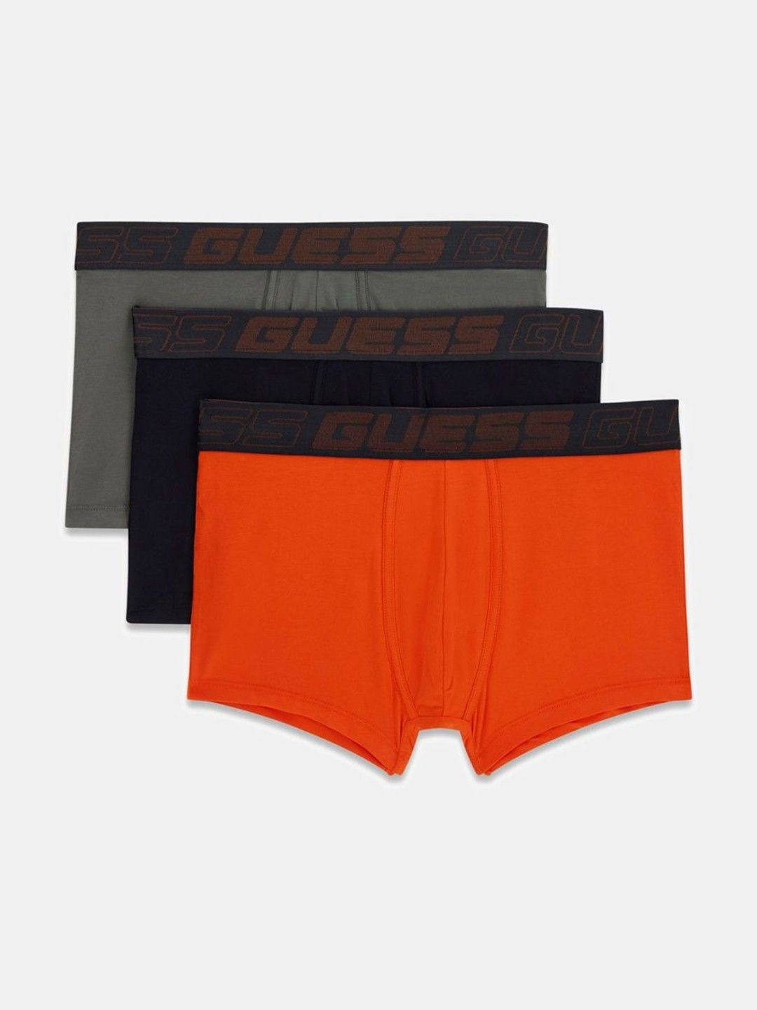 GUESS Men Pack Of 3 Brand Logo Outer Elasticated Waistband Trunks