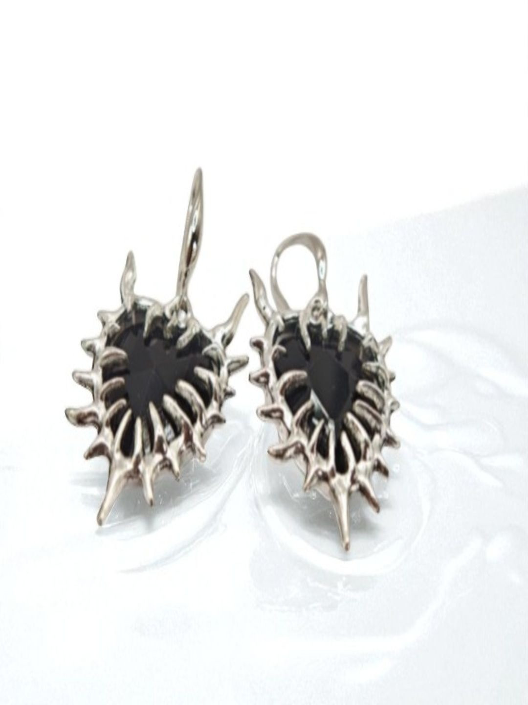 SAPRAA TRENDS Stainless Steel Silver-Plated Stones Studded Quirky Halloween Drop Earrings