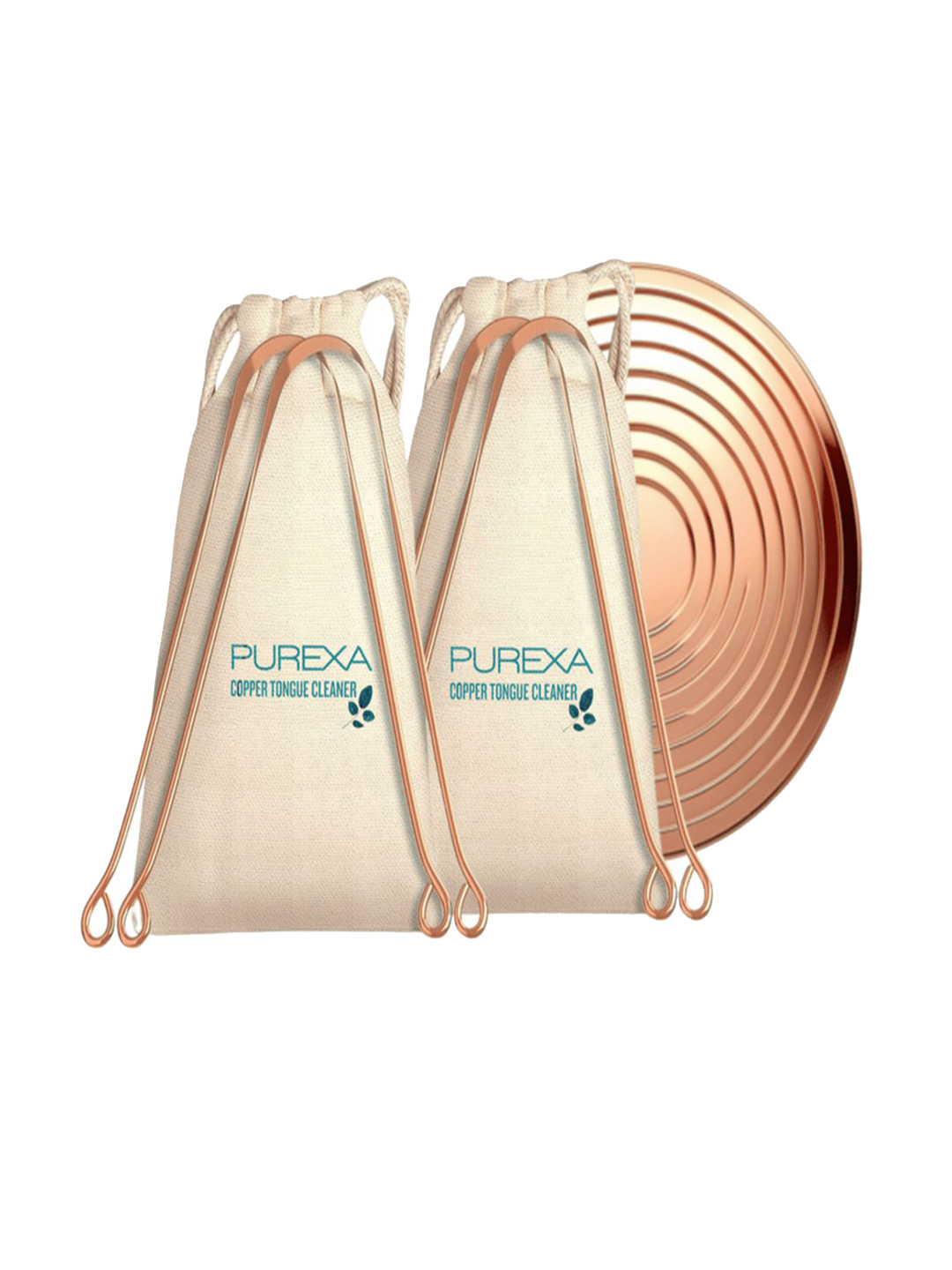 Purexa Set Of 4 A Shape Pure Copper Oral Hygiene & Fresh Breath Tool Tongue Cleaner