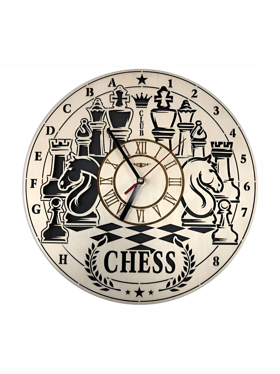 QEZNEF Black And Cream Geometric Traditional Analogue Wall Clock