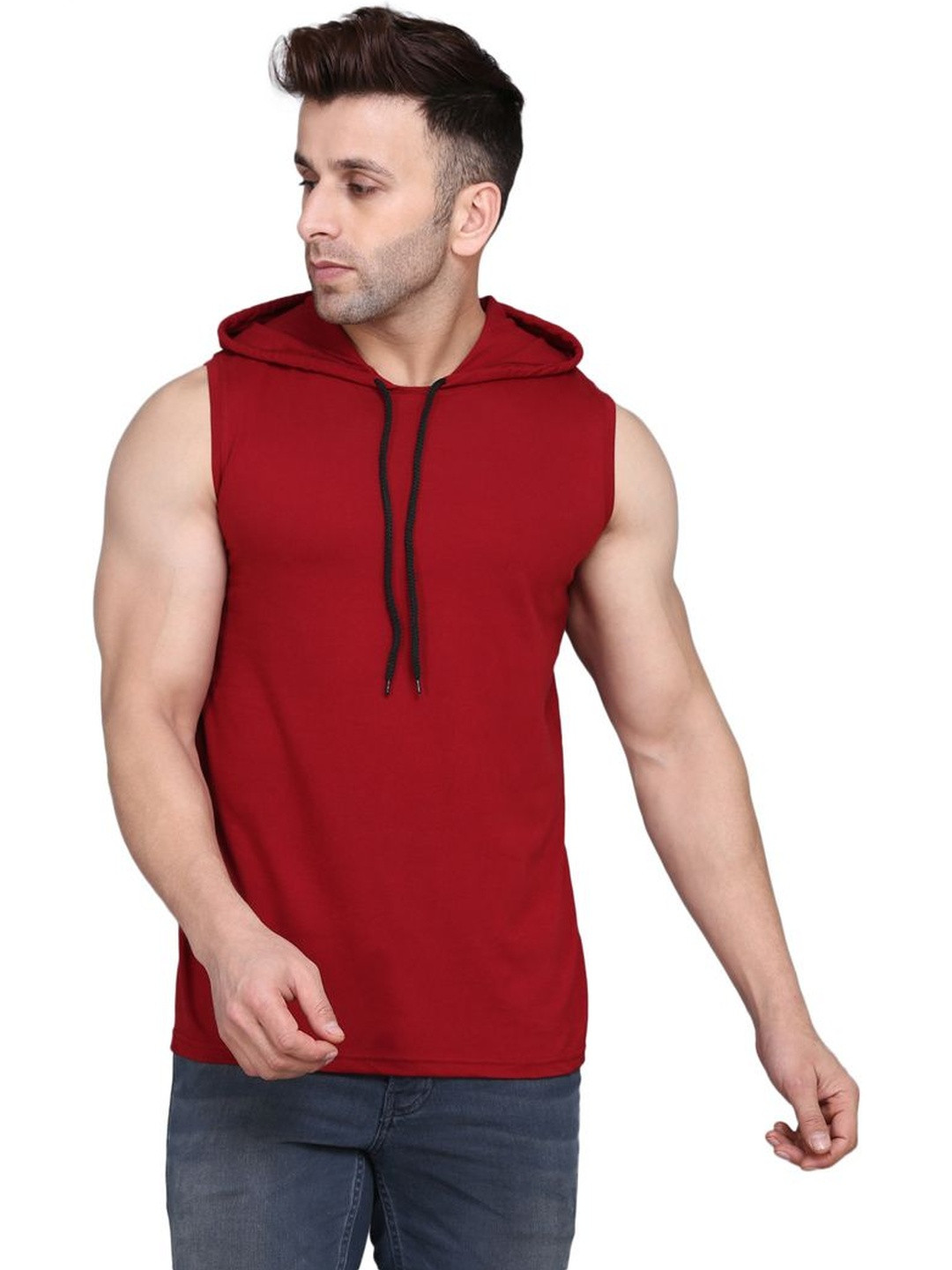CRYPTIC Men Solid Hooded  Slim Fit T-shirt