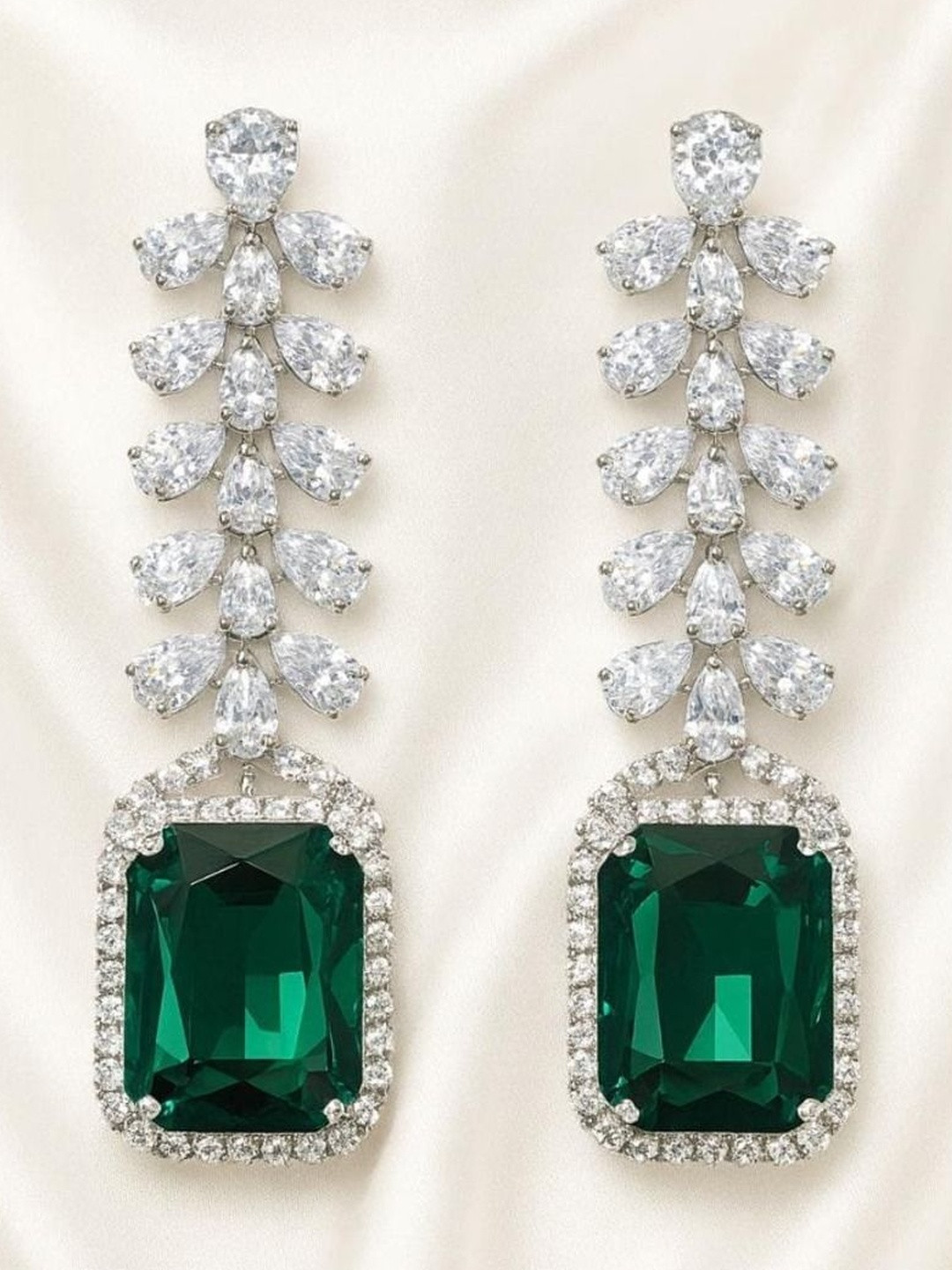 Nui Artificial Stones Studded Teardrop Shaped Korean Drop Earrings