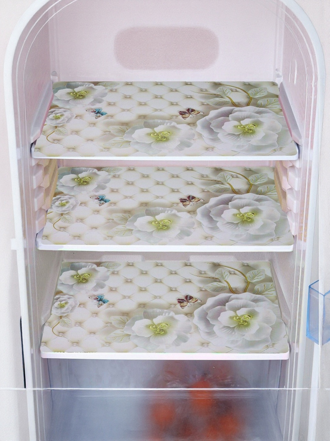 TRENDY RABBIT White and Green 3 Pieces Graphic Printed Water Proof Fridge Mat