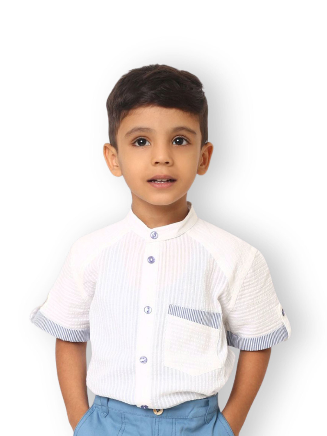 Babies of Wonder Boys Comfort Fit Vertical Striped Cotton Alan Casual Shirt