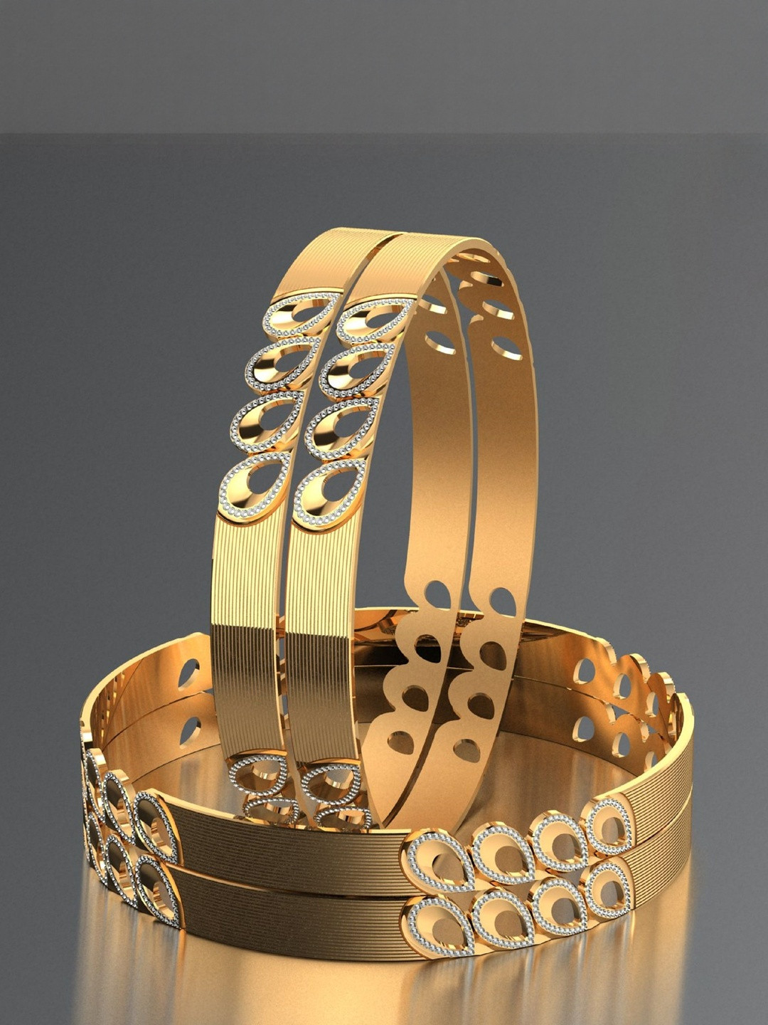Anouk Set of 4 Brass 24 Carat Gold-Plated Bangles