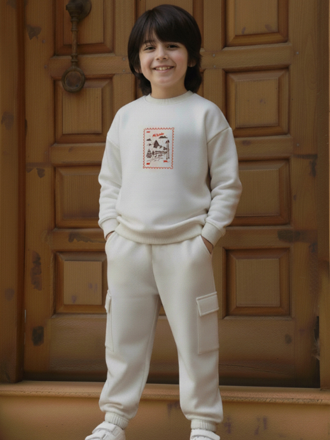 Nap Chief Kids Postcard Printed Pure Cotton Sweatshirt With Joggers