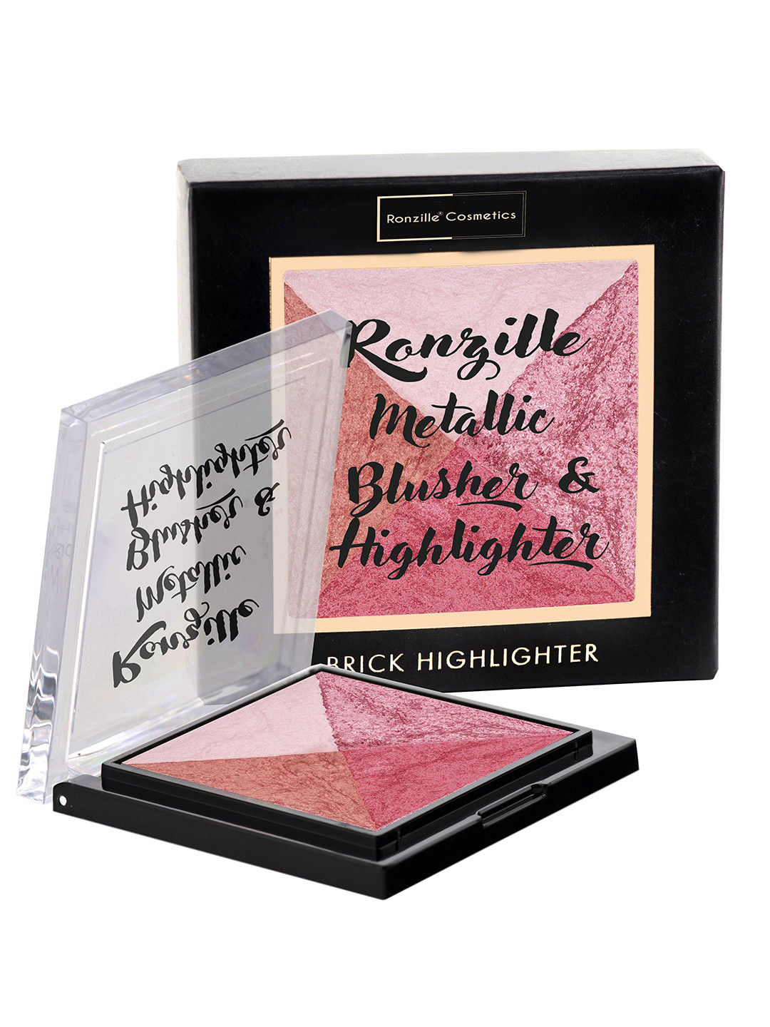 Ronzille Square Shimmer Brick Metallic Highlighter - Pink Beige