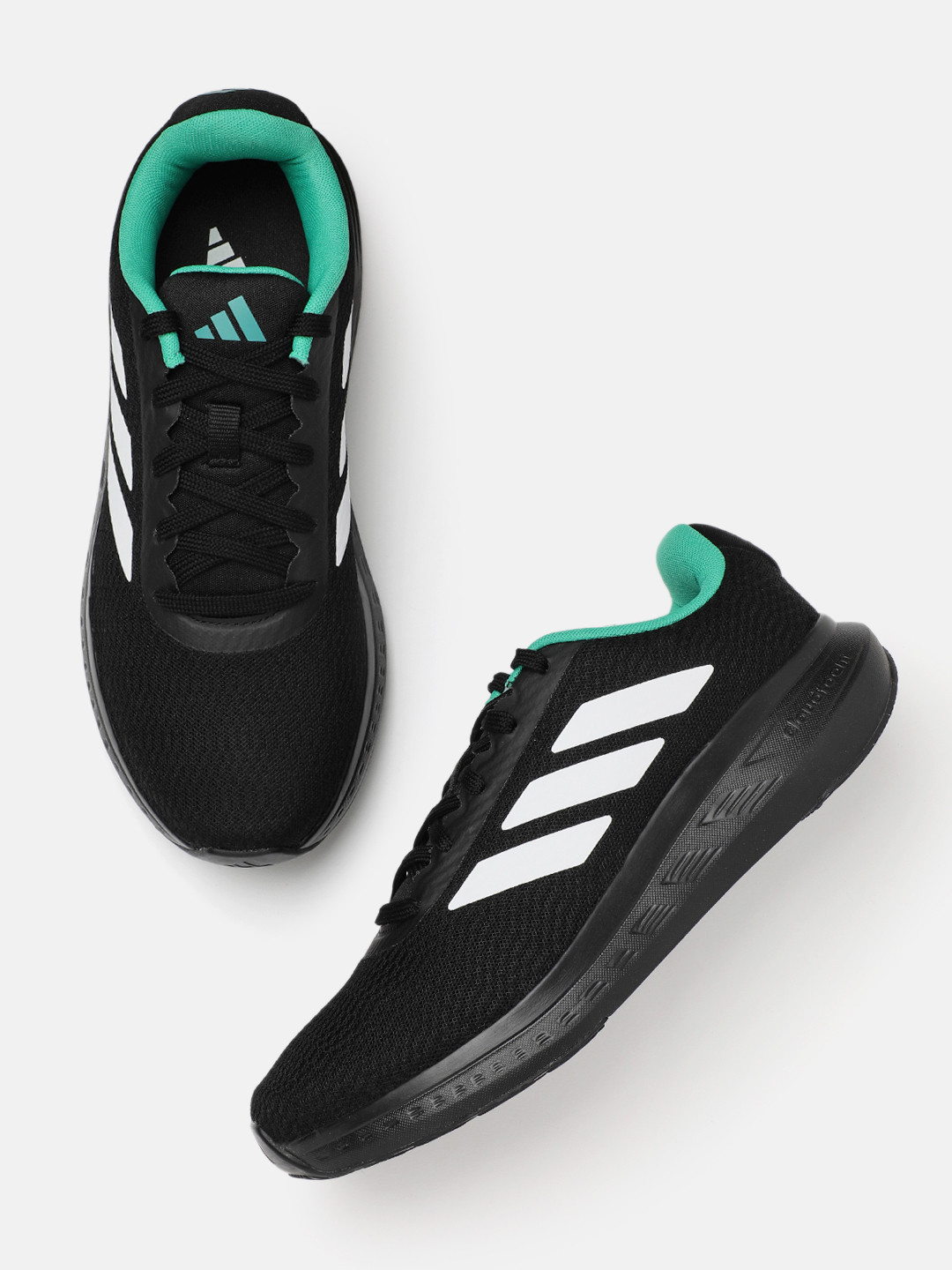 ADIDAS Men Woven Design Round-Toe Aero Pulse Pace Running Shoes with Striped Detail