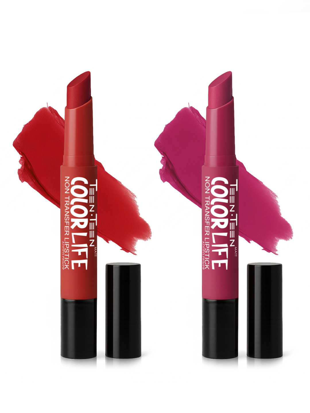 TEEN TEEN COSMETICS Set Of 2 Color Life Lip Crayon- 4 g Each- Rose Pink & Regal Red
