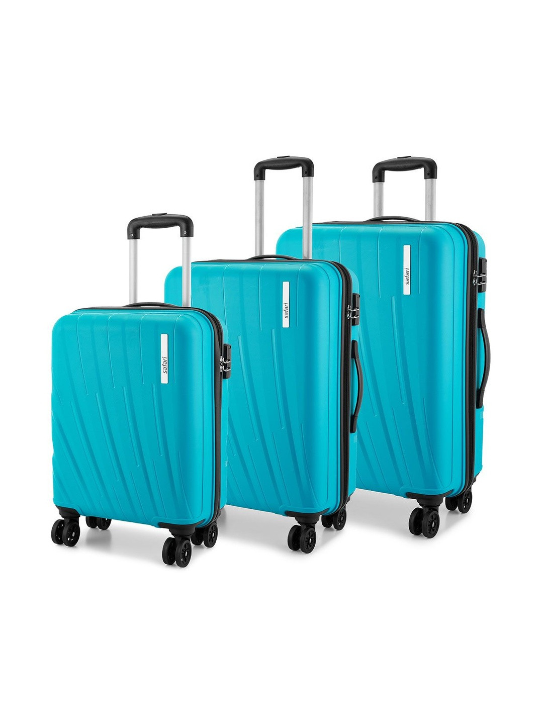 Safari Cairo Set Of 3 Textured Hard Sided Large Medium & Cabin Trolley Bags