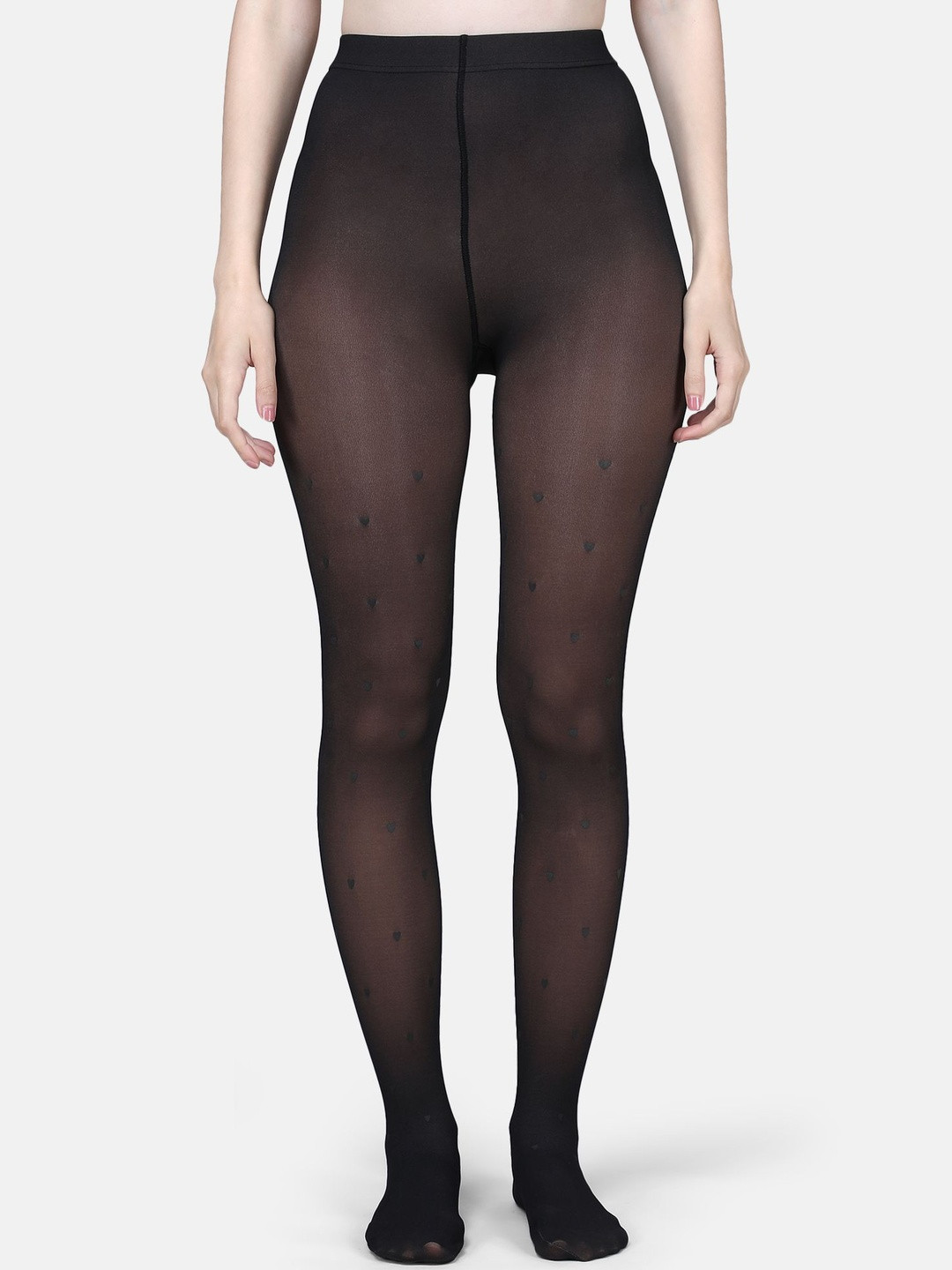 N2S NEXT2SKIN Women Dual-Tone Star Pattern Mid Rise Sheer Stockings