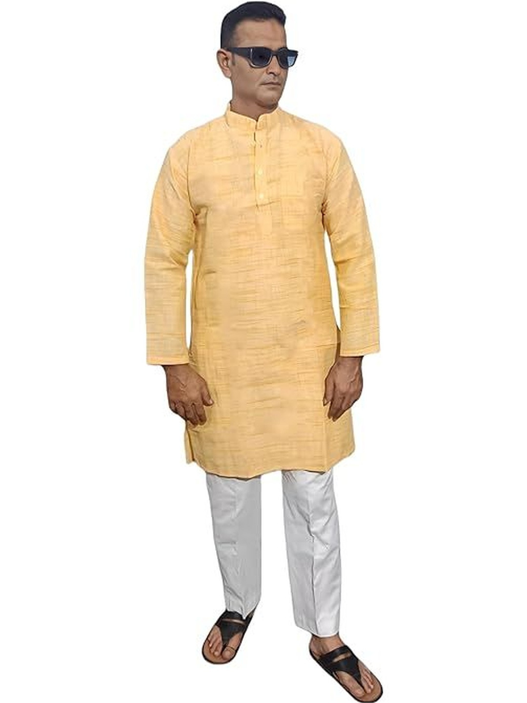 GRT Men Regular Solid Textured Kurta with Pyjamas
