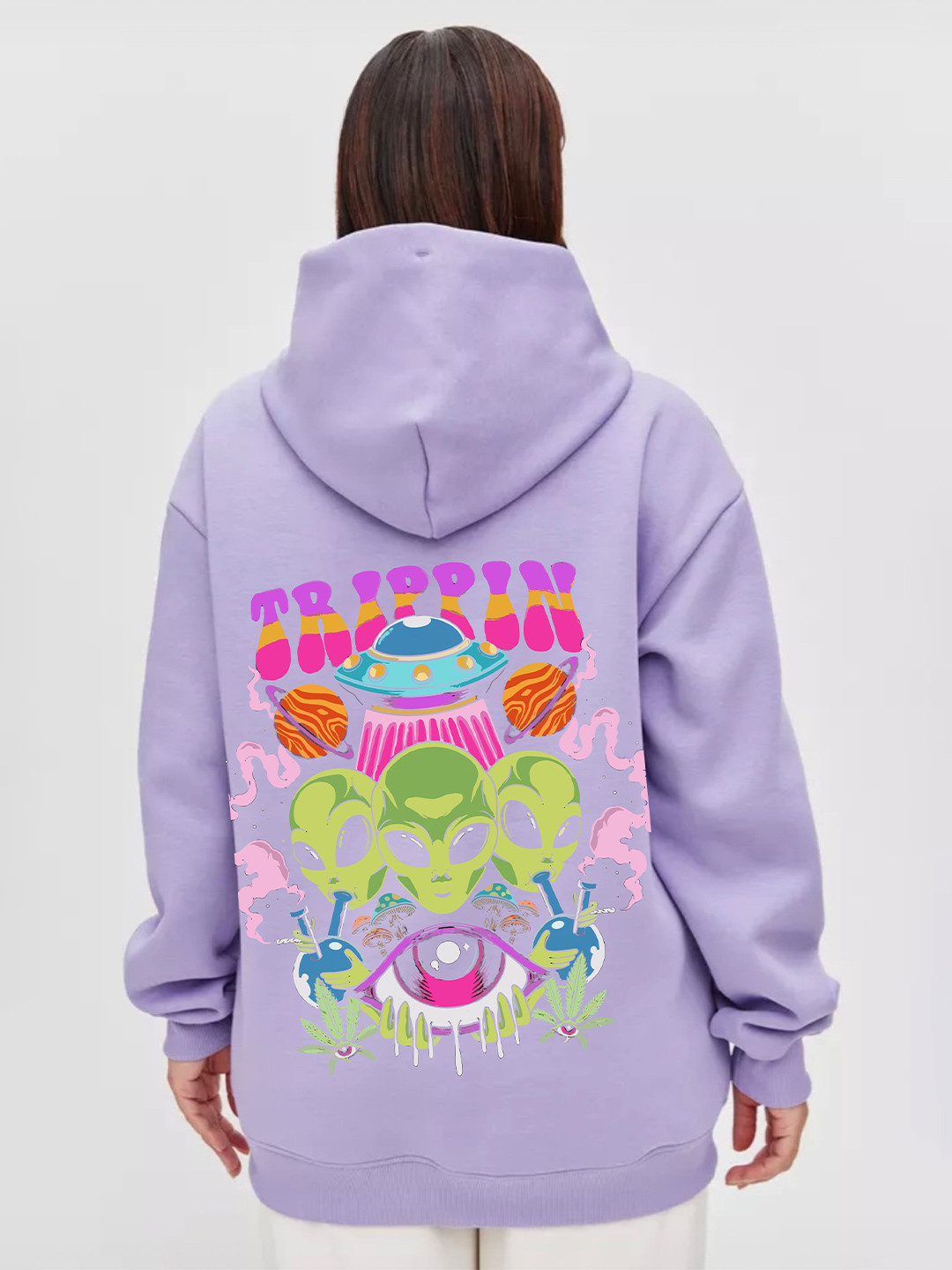 RAYACLOSET Women Oversize Graphic Printed Hoodie Sweatshirt