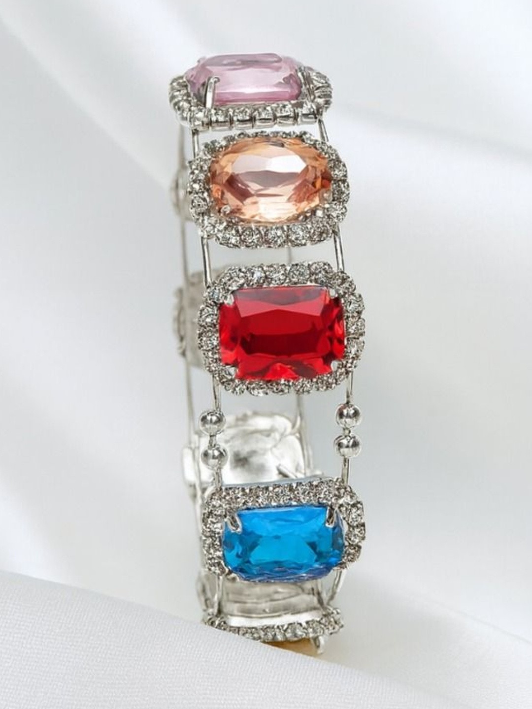 Nui Artificial Stones And Gemstones Studded Cuff Bracelet