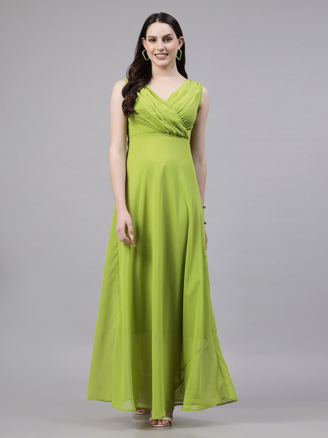 aayu Georgette V-Neck Sleeveless Maxi Dress