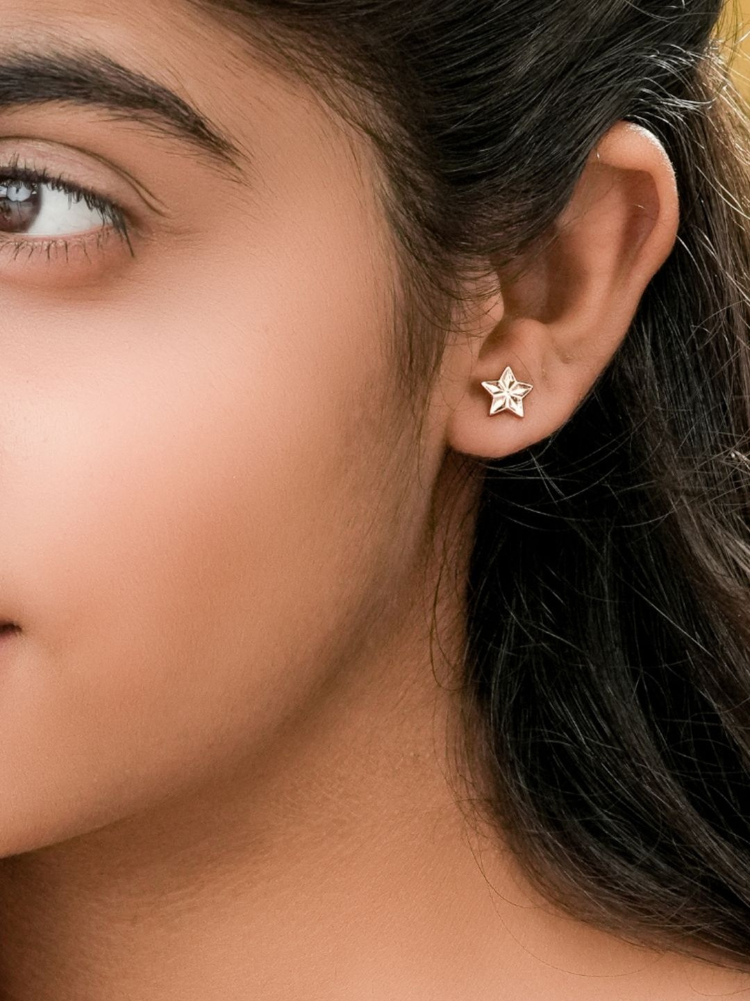 ShimmerTots 925 Silver Star Rose Gold-Plated Shaped Studs