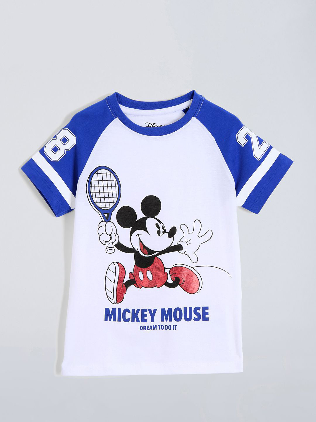 Hopscotch Boys Mickey Mouse Raglan Sleeve Cotton Round Neck T-shirt