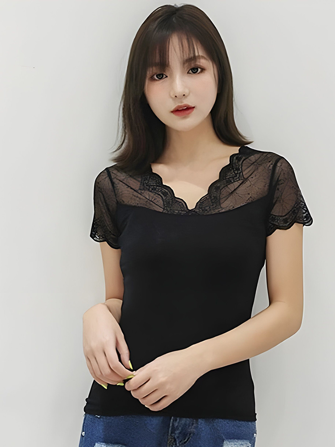 ATOX Girls V-Neck Short Sleeves Fitted Tops