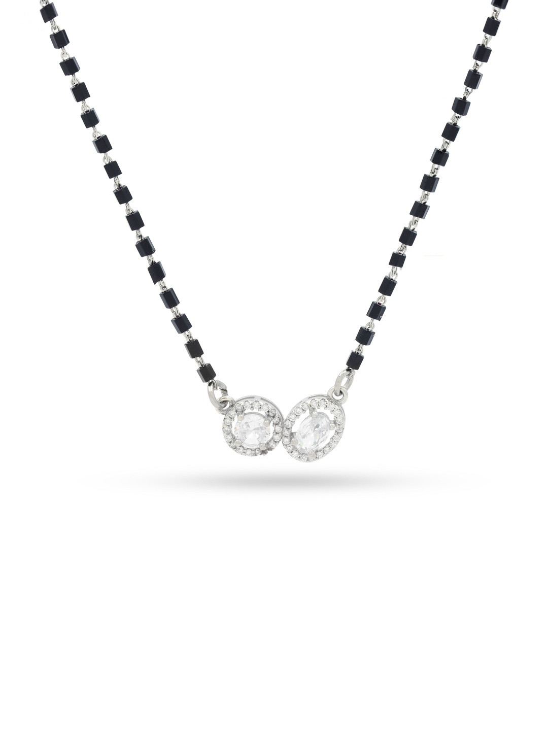 Eri Sterling Silver-Plated Zircon Studded Mangalsutra