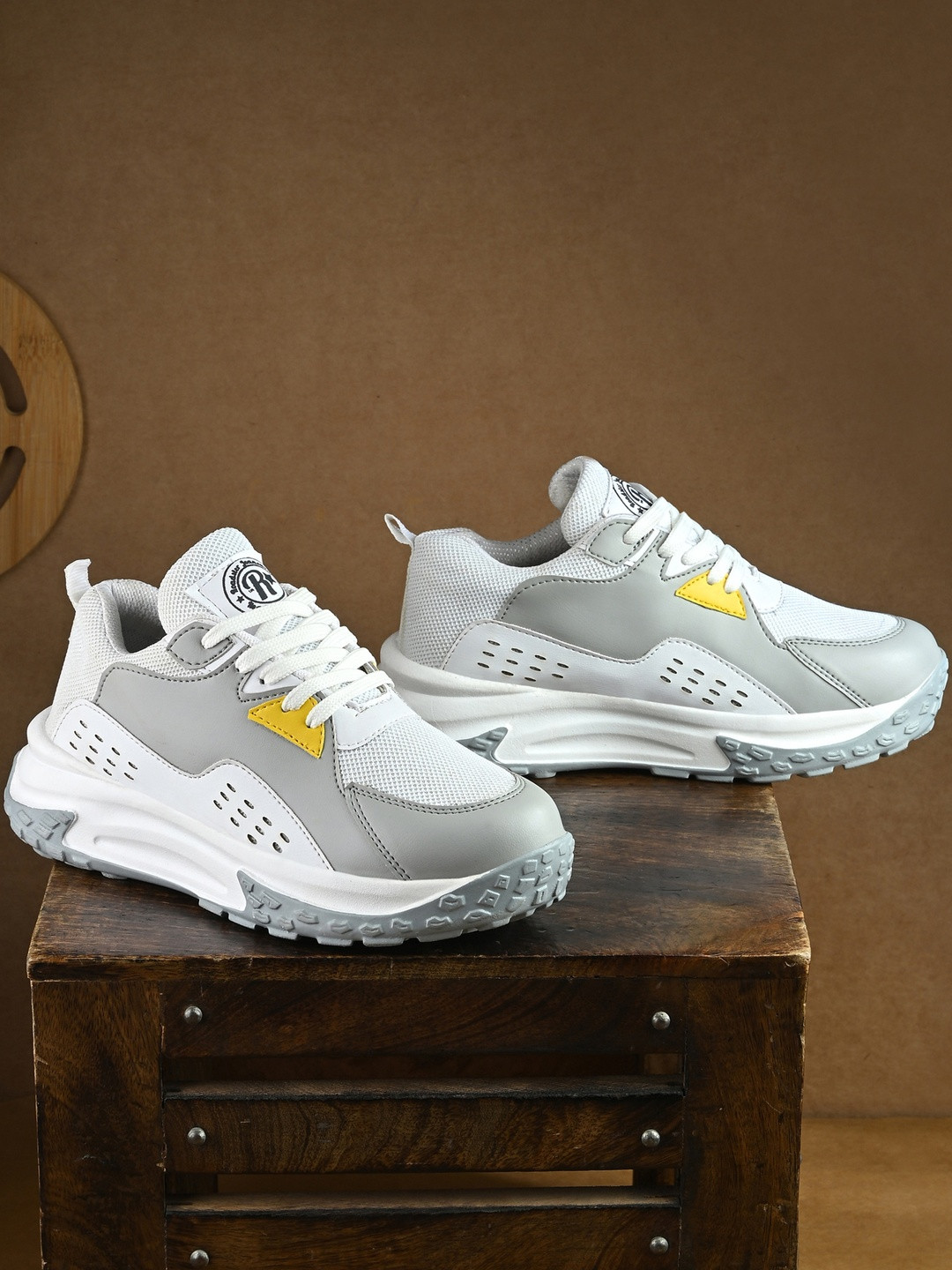 Roadster Women White & Grey Colorblock Ultra Soft Cushion Lace-Up Sneakers